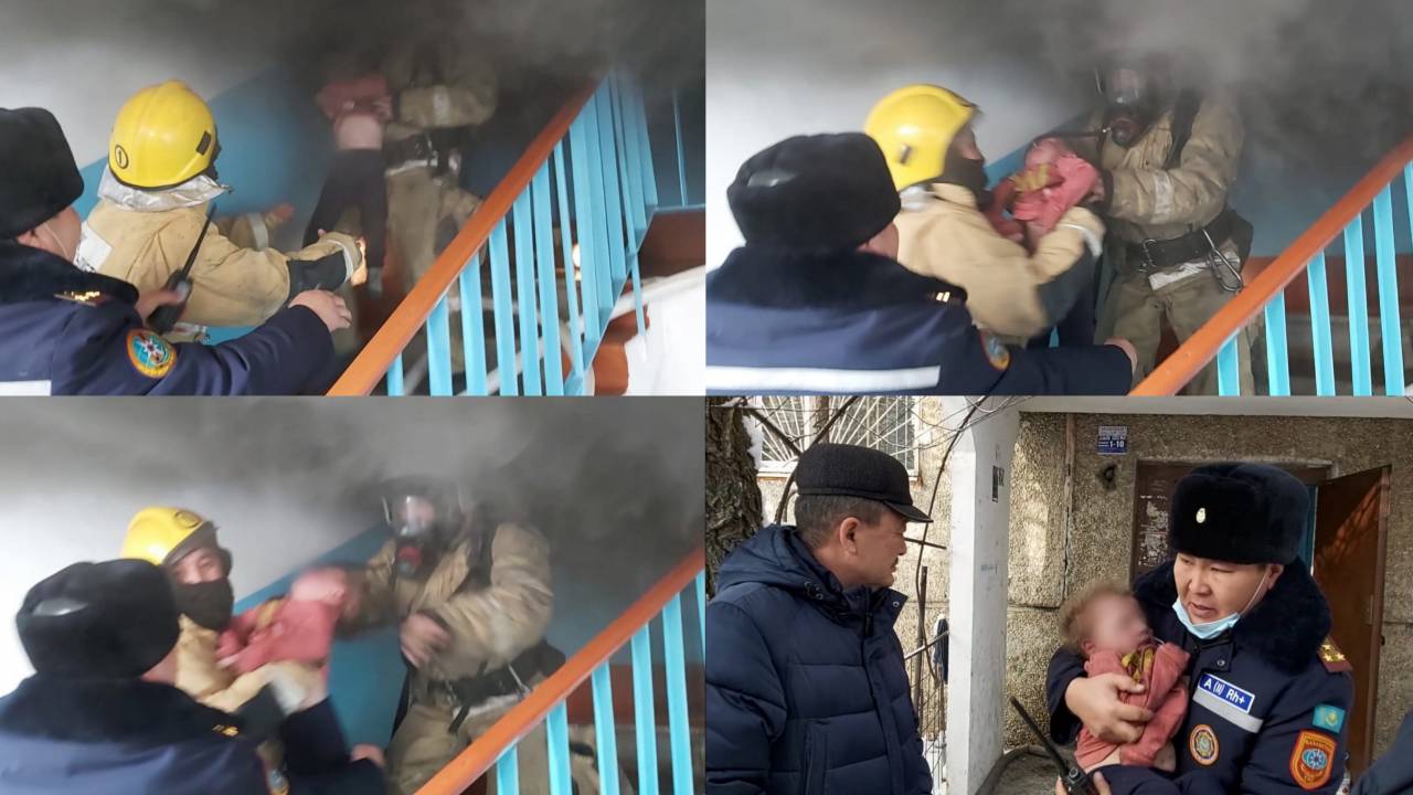Спасение ребенка из пожара в Талдыкоргане попало на видео