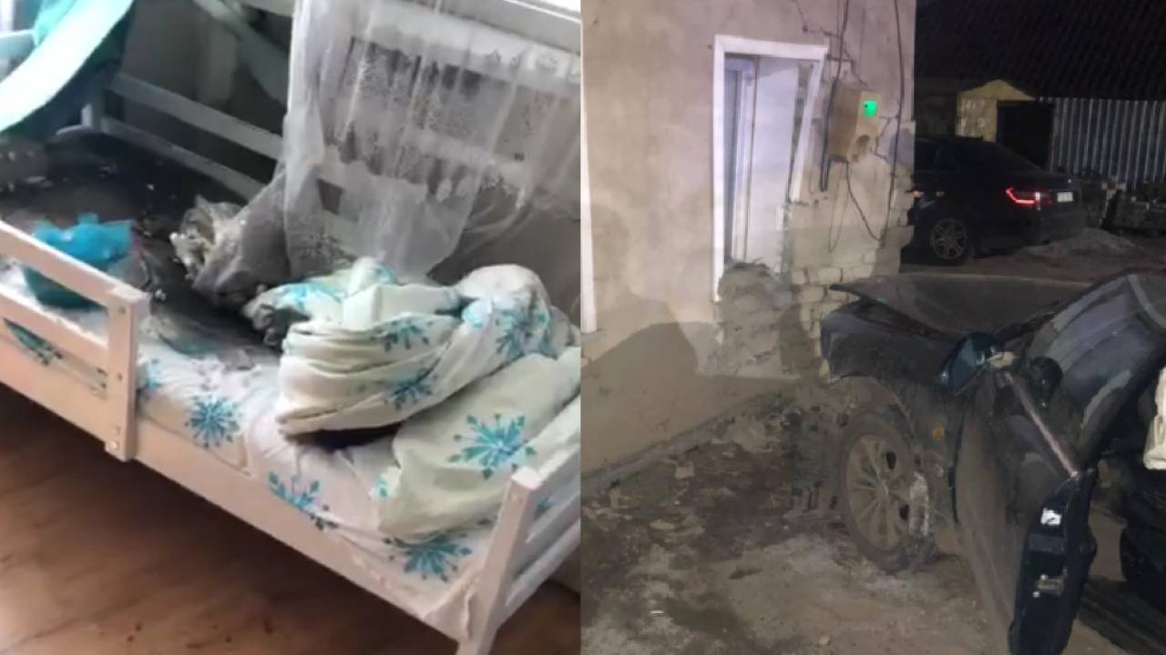 Автомобиль врезался в частный дом в Павлодаре: кирпичи завали спящего ребенка