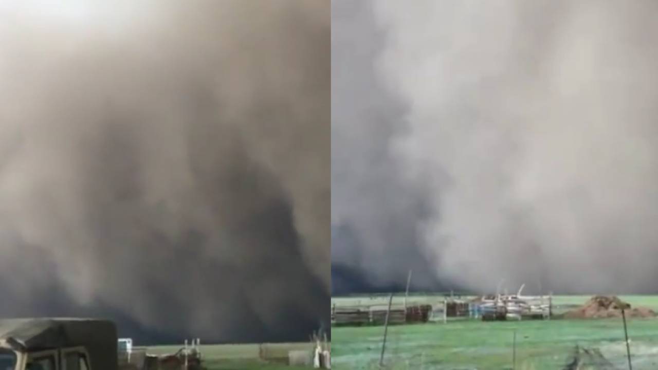 Апокалипсис в небе: пыльную бурю сняли на видео в двух областях Казахстана