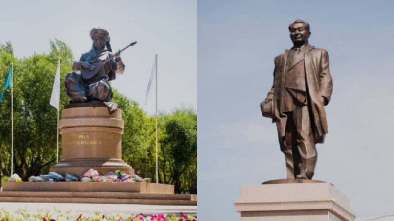 В Нур-Султане открыли памятники Дине Нурпеисовой и Канышу Сатпаеву
